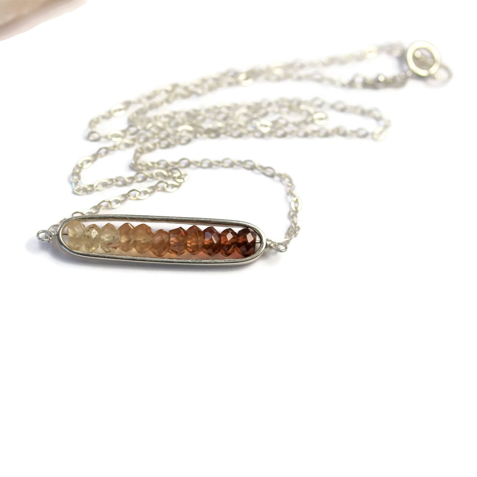 Gemstone Bar Necklace Shaded Ombre' Hessonite Garnets - Sienna Grace Jewelry | Pretty Little Handcrafted Sparkles
