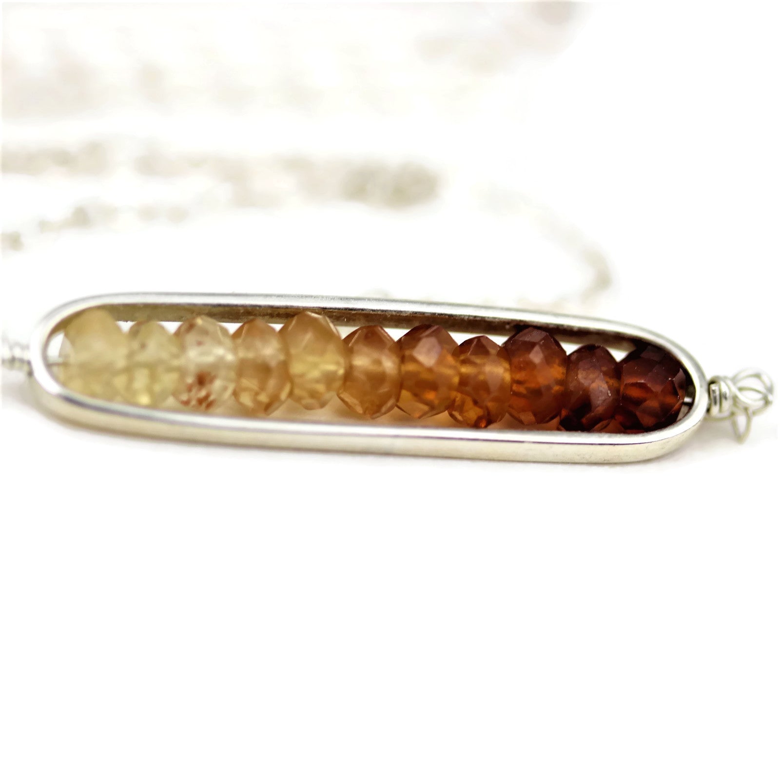 Gemstone Bar Necklace Shaded Ombre' Hessonite Garnets - Sienna Grace Jewelry | Pretty Little Handcrafted Sparkles