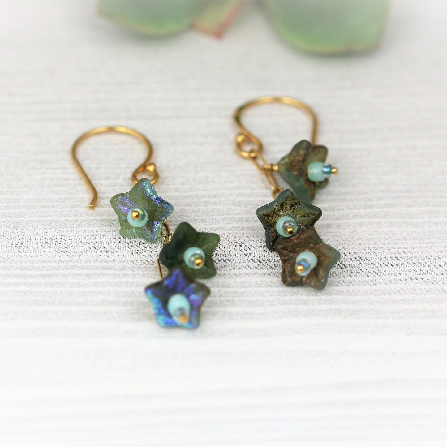 Czech Glass Flower Drop Earrings  - Sienna Grace Jewelry