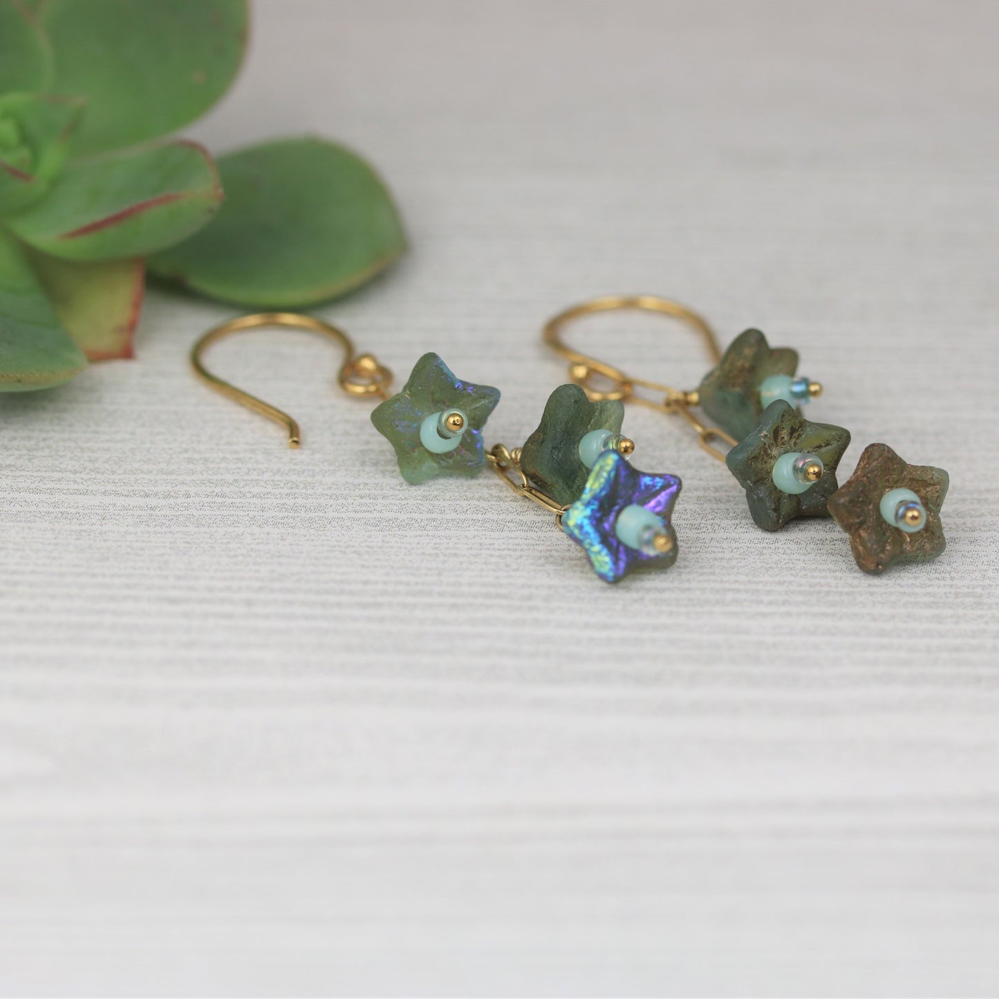 Czech Glass Flower Drop Earrings  - Sienna Grace Jewelry