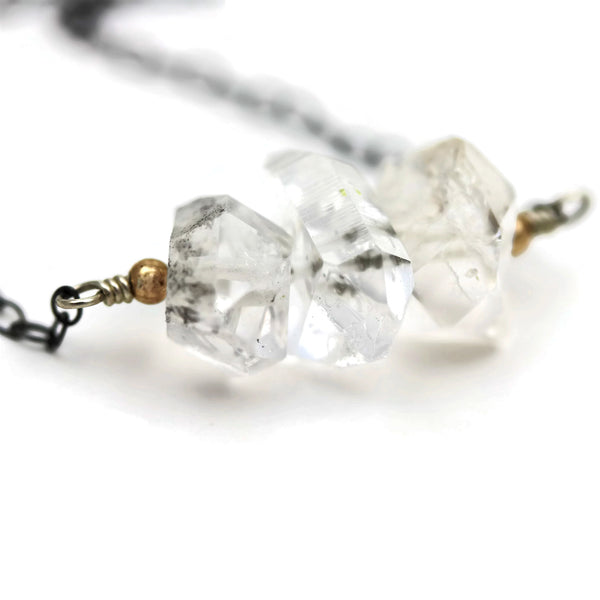 Herkimer Diamond Quartz Bar Style Necklace Modern Minimalist - Sienna Grace Jewelry | Pretty Little Handcrafted Sparkles