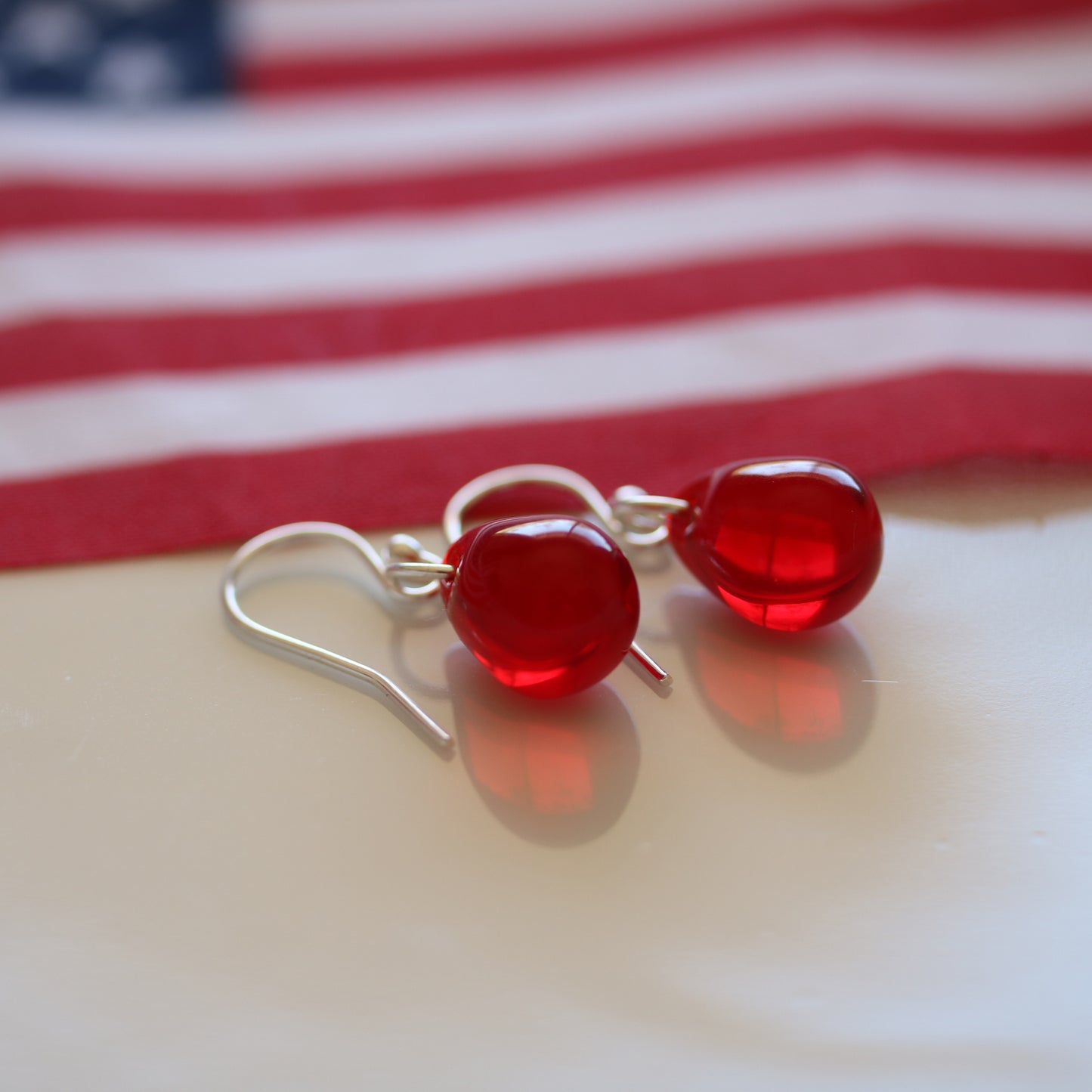 Glass Teardrop Earrings Sterling Silver - Sienna Grace Jewelry