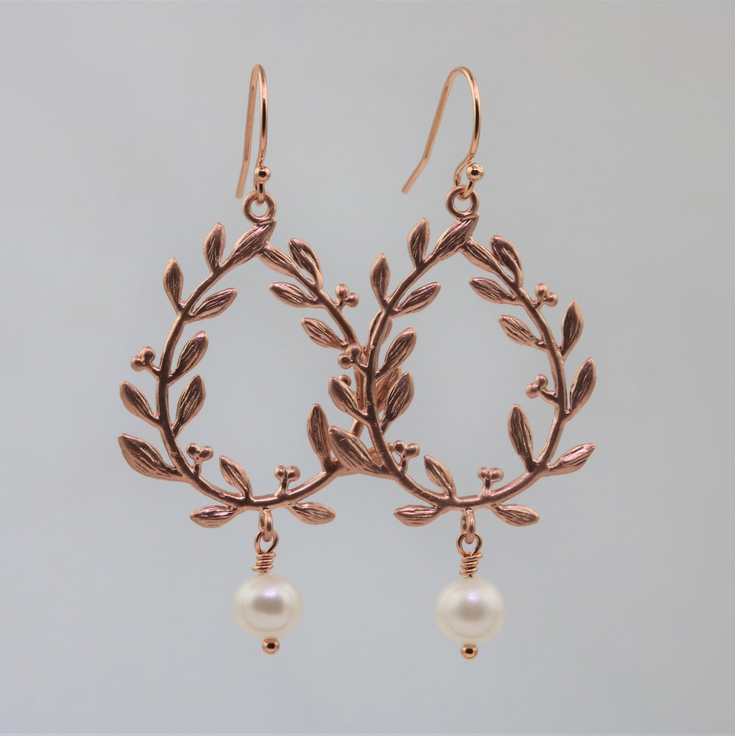 Rose Gold Laurel Leaf Earrings - Sienna Grace Jewelry | Pretty Little Handcrafted Sparkles