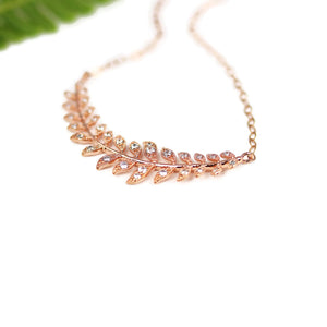 Laurel Leaf Necklace in Rose Gold for Brides and Bridesmaids - Sienna Grace Jewelry | Pretty Little Handcrafted Sparkles