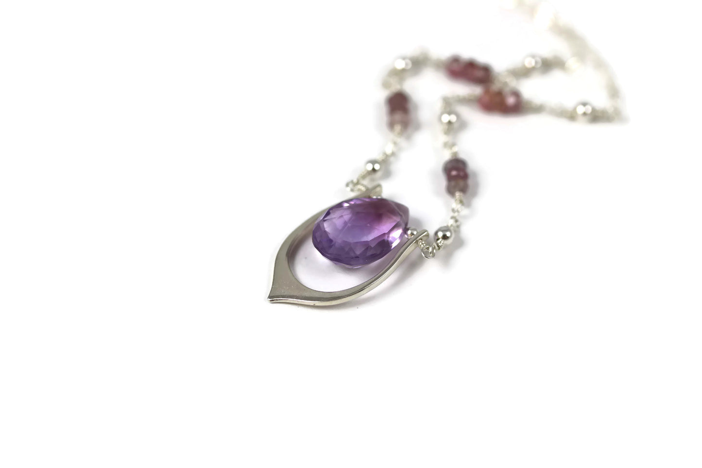 Purple Amethyst Sterling Silver Lotus Leaf Necklace - Sienna Grace Jewelry | Pretty Little Handcrafted Sparkles