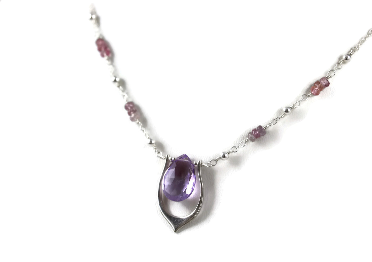 Purple Amethyst Sterling Silver Lotus Leaf Necklace - Sienna Grace Jewelry | Pretty Little Handcrafted Sparkles