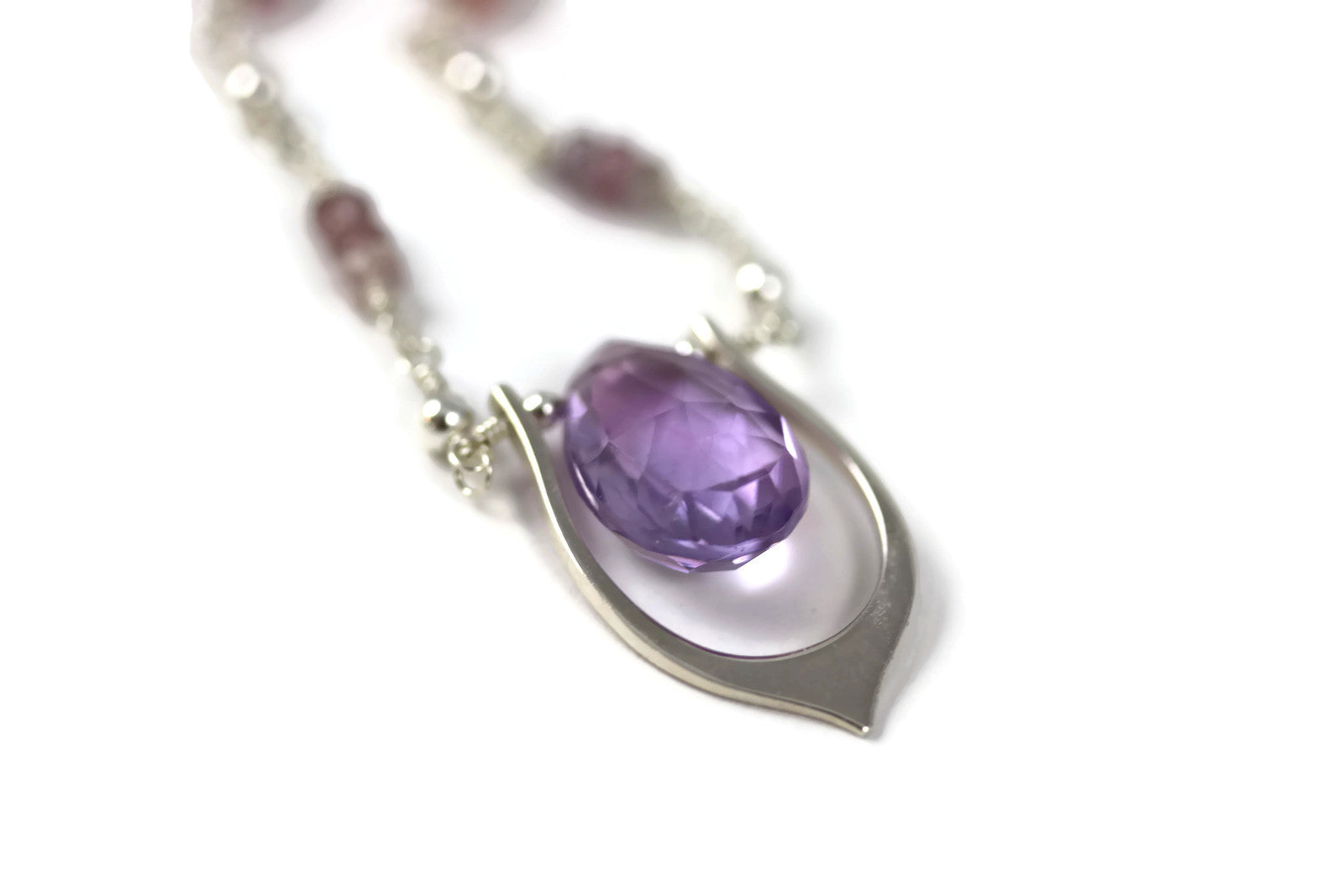 Purple Amethyst Sterling Silver Lotus Leaf Necklace - Sienna Grace Jewelry | Pretty Little Handcrafted Sparkles