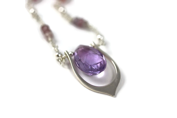 Purple Amethyst Sterling Silver Lotus Leaf Necklace - Sienna Grace Jewelry | Pretty Little Handcrafted Sparkles
