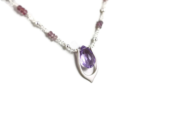 Purple Amethyst Sterling Silver Lotus Leaf Necklace - Sienna Grace Jewelry | Pretty Little Handcrafted Sparkles