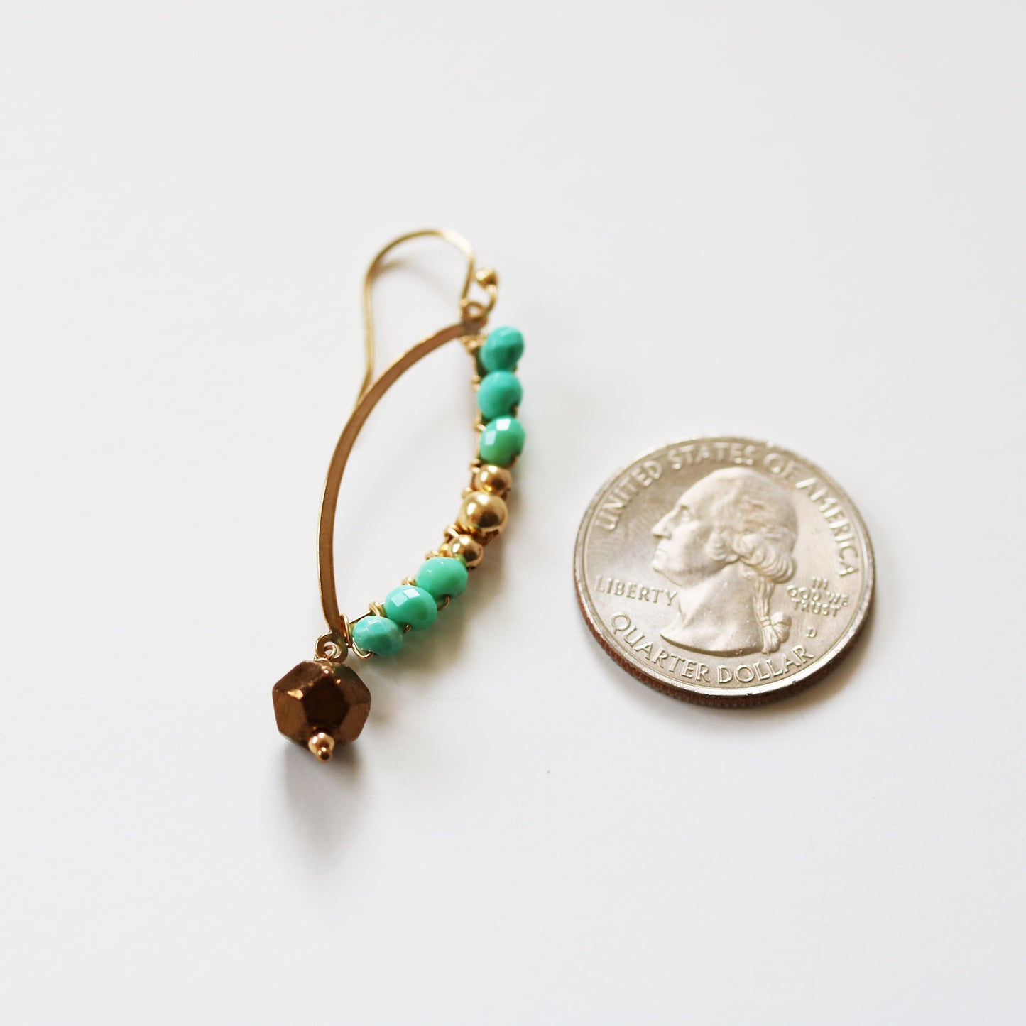 Turquoise and Gold Marquise Shaped Earrings As Seen On CBS' Mom - Sienna Grace Jewelry | Pretty Little Handcrafted Sparkles