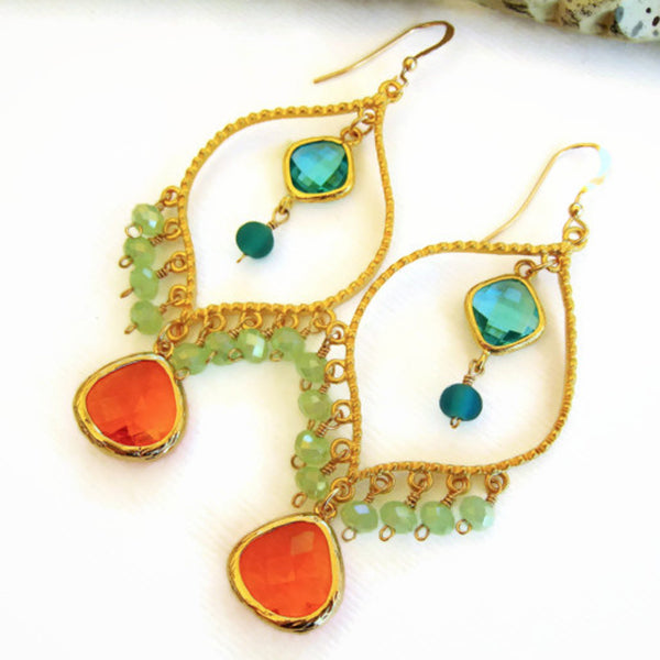 Bollywood Chandelier Earrings Gypsy Bohemian Style Statement Earring - Sienna Grace Jewelry | Pretty Little Handcrafted Sparkles