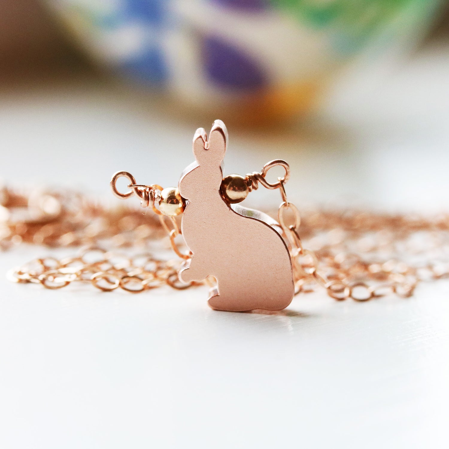 Rose Gold Bunny Rabbit Necklace Woodland Rabbit Jewelry - Sienna Grace Jewelry | Pretty Little Handcrafted Sparkles