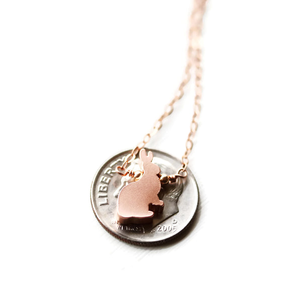 Rose Gold Bunny Rabbit Necklace Woodland Rabbit Jewelry - Sienna Grace Jewelry | Pretty Little Handcrafted Sparkles