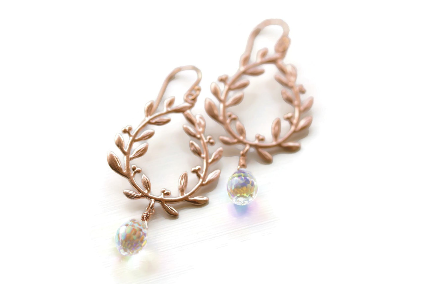 Rose Gold Laurel Leaf Earrings - Sienna Grace Jewelry | Pretty Little Handcrafted Sparkles