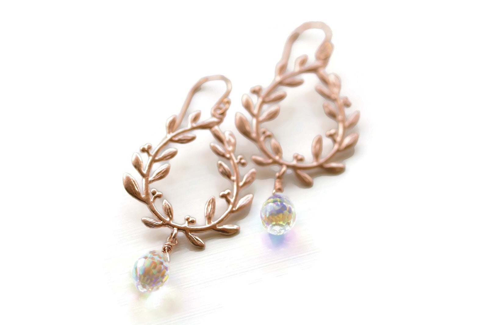 Rose Gold Laurel Leaf Earrings - Sienna Grace Jewelry | Pretty Little Handcrafted Sparkles