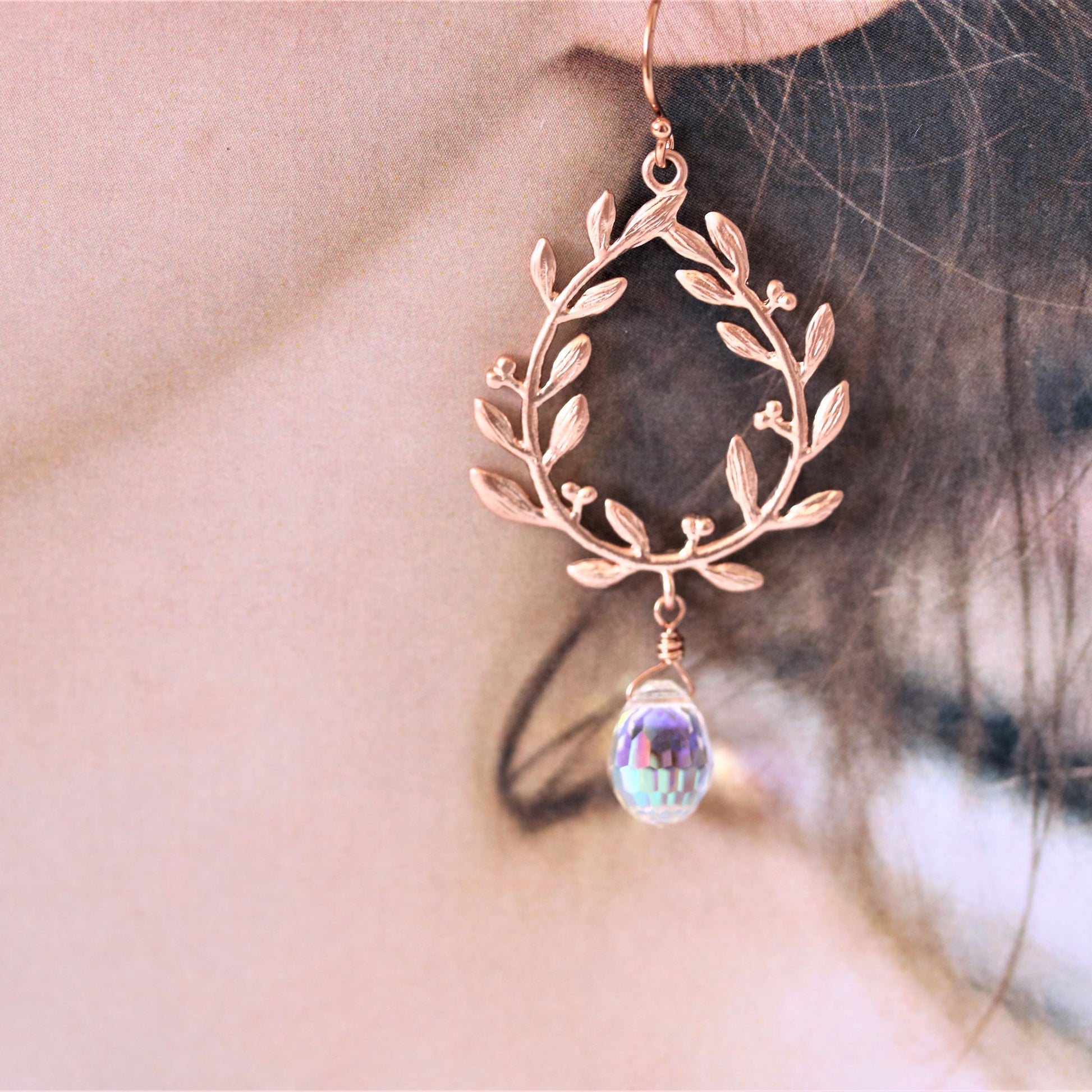 Rose Gold Laurel Leaf Earrings - Sienna Grace Jewelry | Pretty Little Handcrafted Sparkles