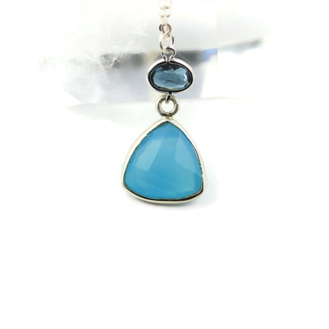Blue Chalcedony Sterling Silver Necklace - Sienna Grace Jewelry