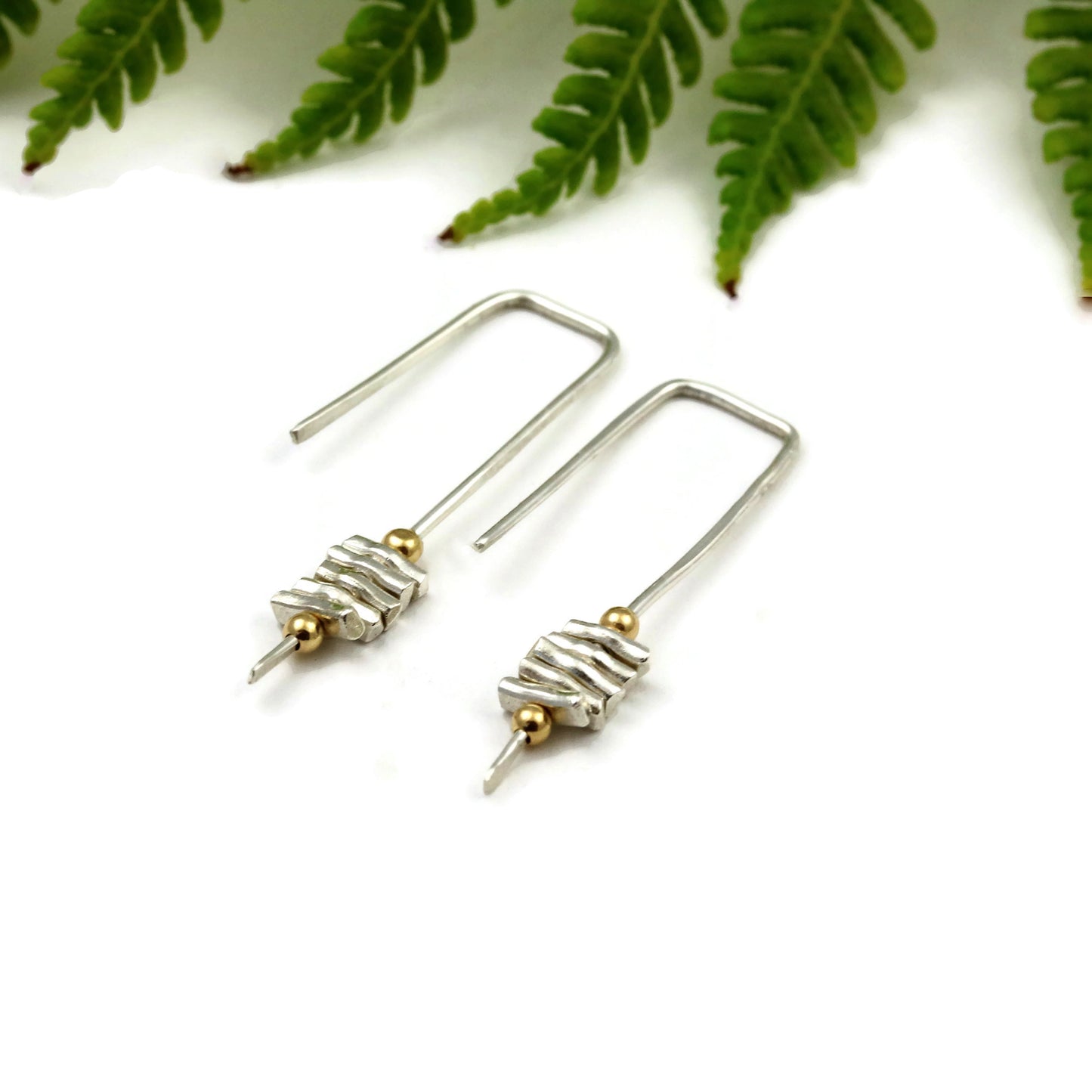 Rectangular Open Arc Sterling Silver Stick Earrings - Sienna Grace Jewelry