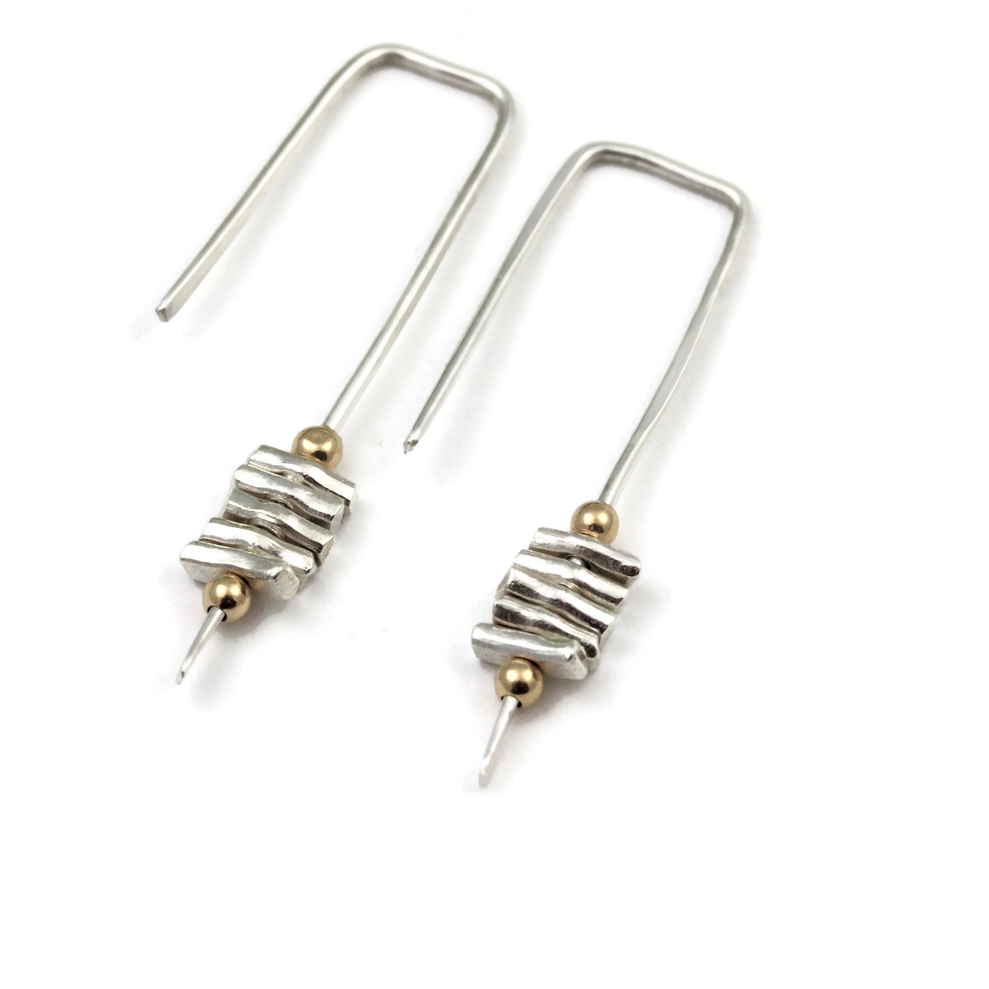 Rectangular Open Arc Sterling Silver Stick Earrings - Sienna Grace Jewelry