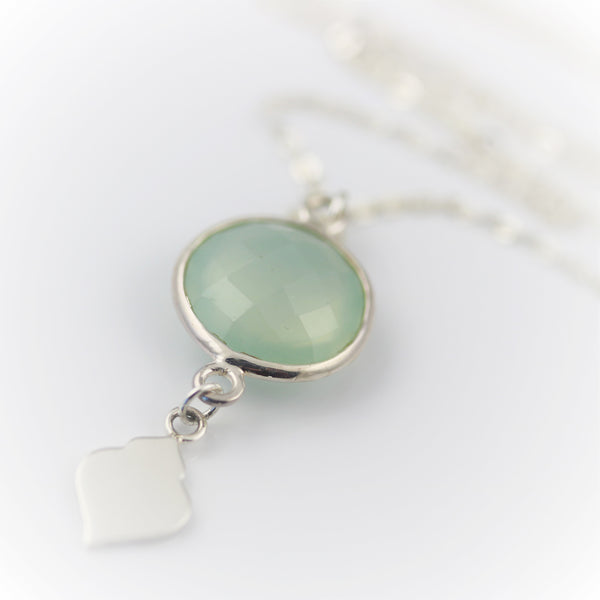 Seafoam Green Chalcedony Sterling Silver Necklace Set - Sienna Grace Jewelry