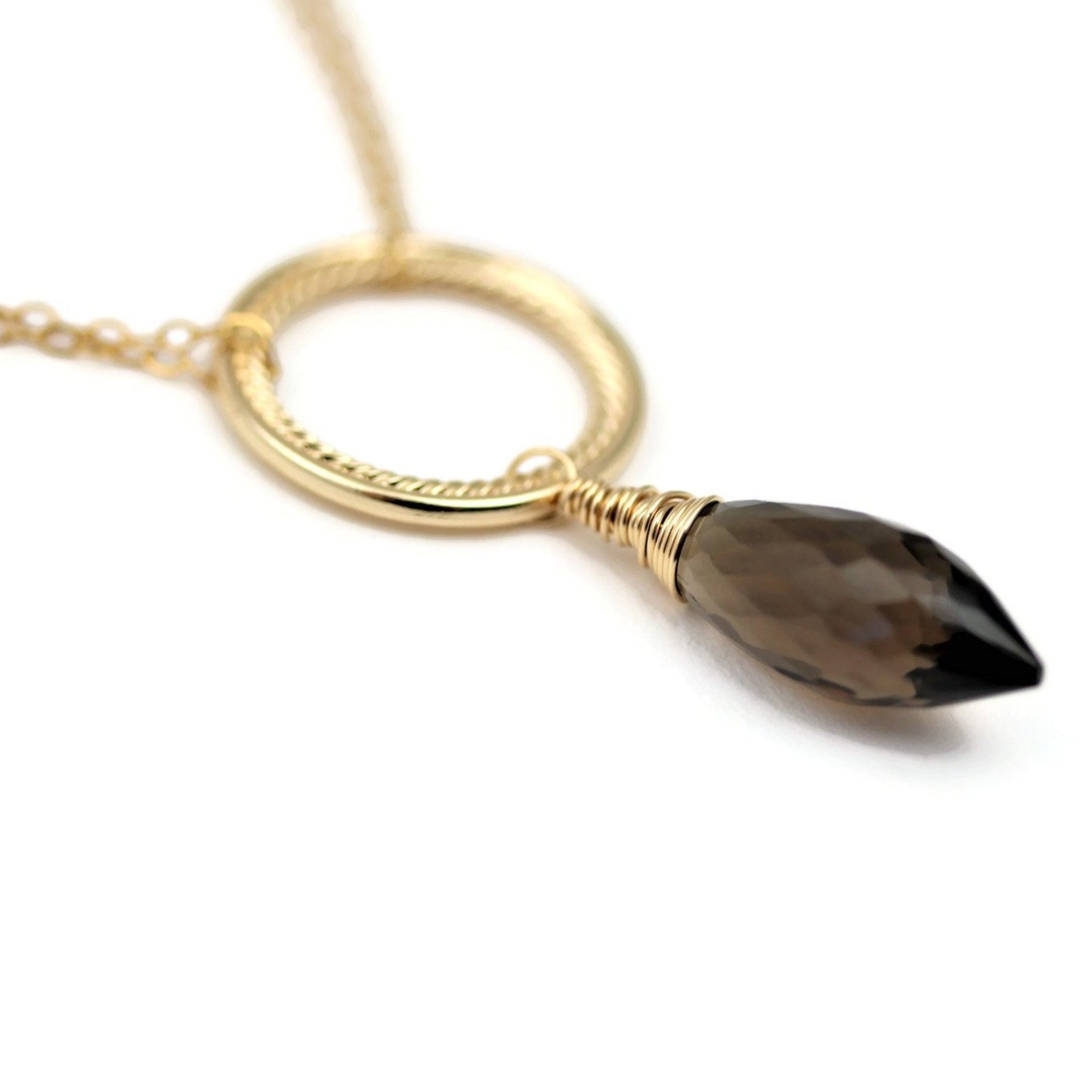 Smoky Dew Drop Quartz Gold Necklace As Seen on Lifetime's The Christmas Edition - Sienna Grace Jewelry