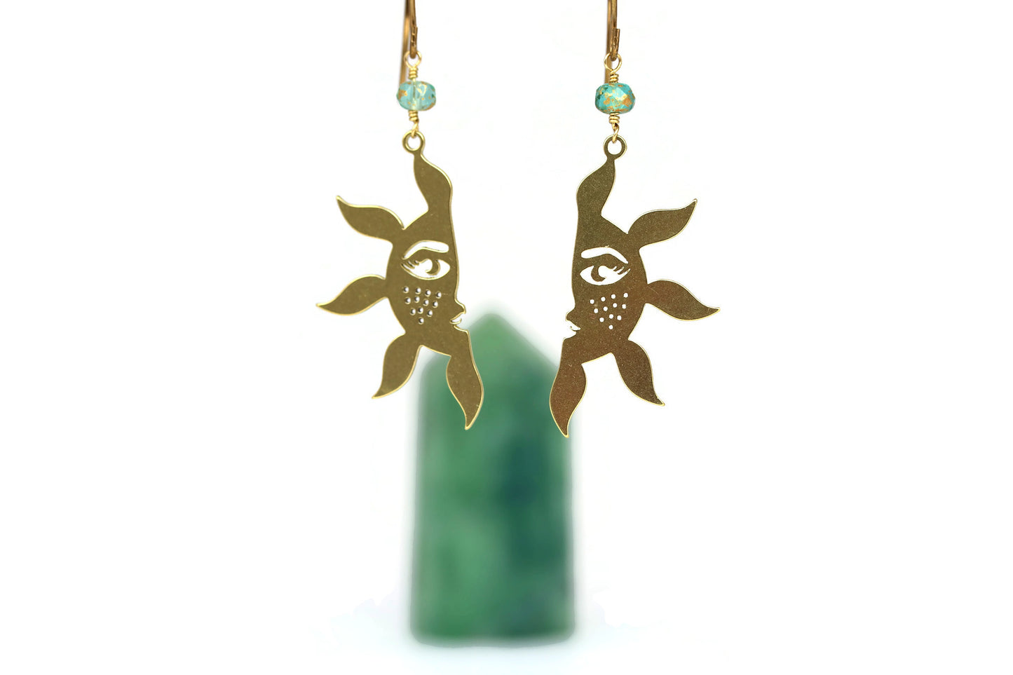 Brass Sun Face Earrings