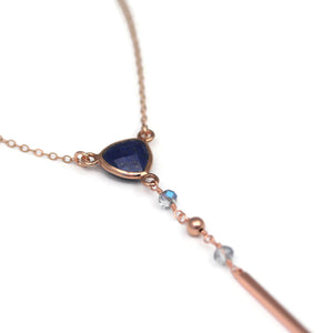As Seen on The Vampire Diaries Season 8 Caroline's Rose Gold Lapis Lazuli Necklace - Sienna Grace Jewelry