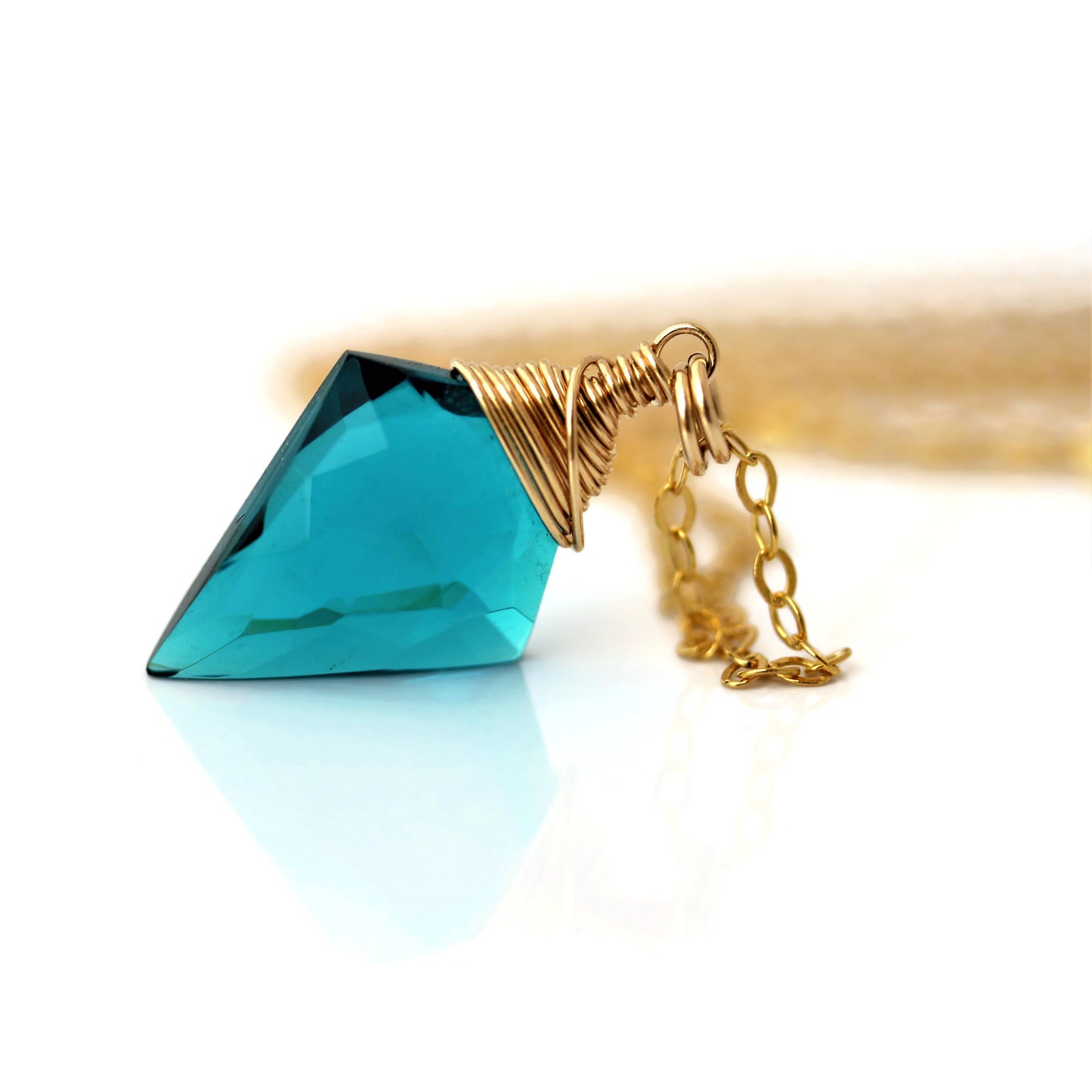 Teal Quartz Necklace Arrowhead Quartz 14 k Gold Filled - Sienna Grace Jewelry