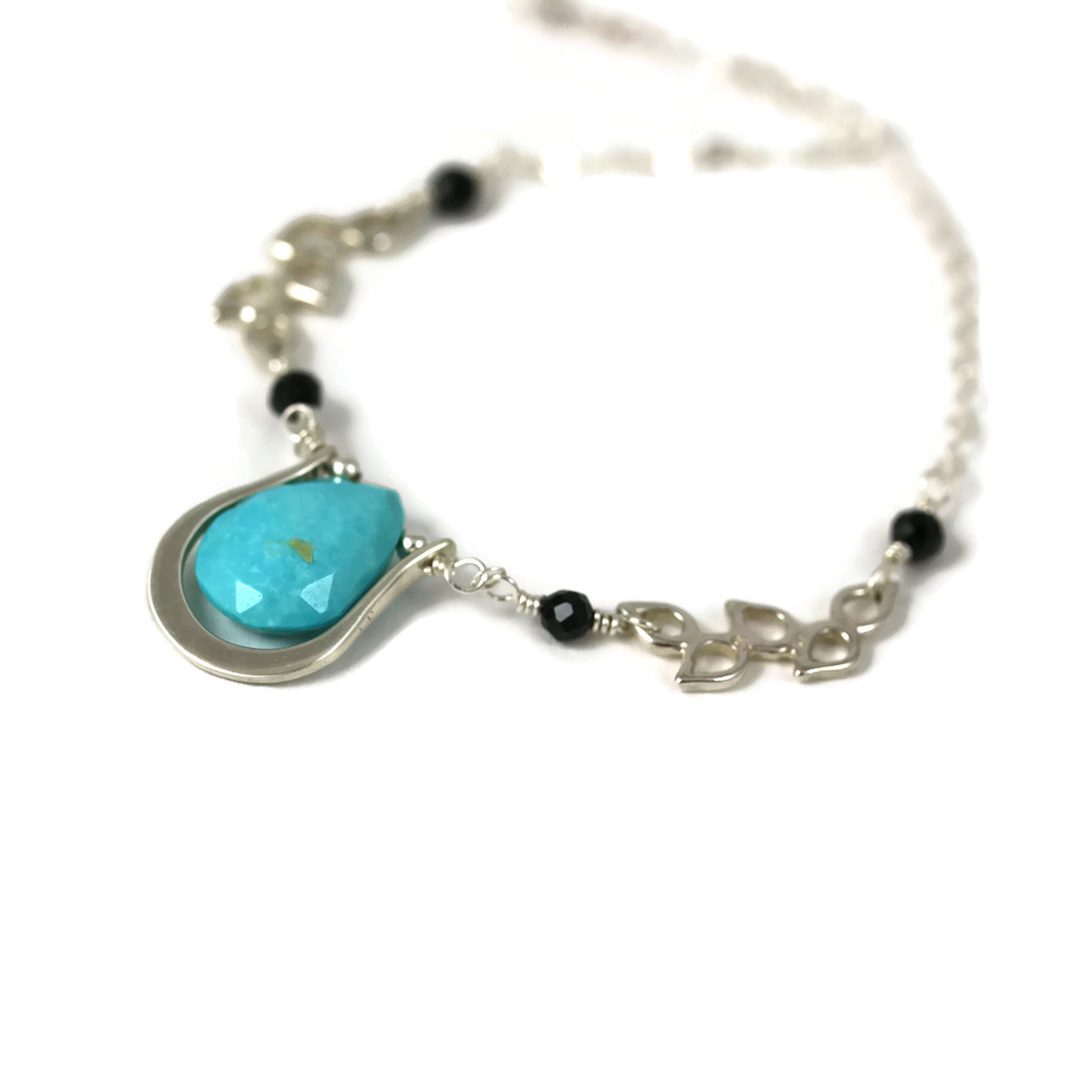 Turquoise and Black Spinel Sterling Silver Pendant - Sienna Grace Jewelry | Pretty Little Handcrafted Sparkles