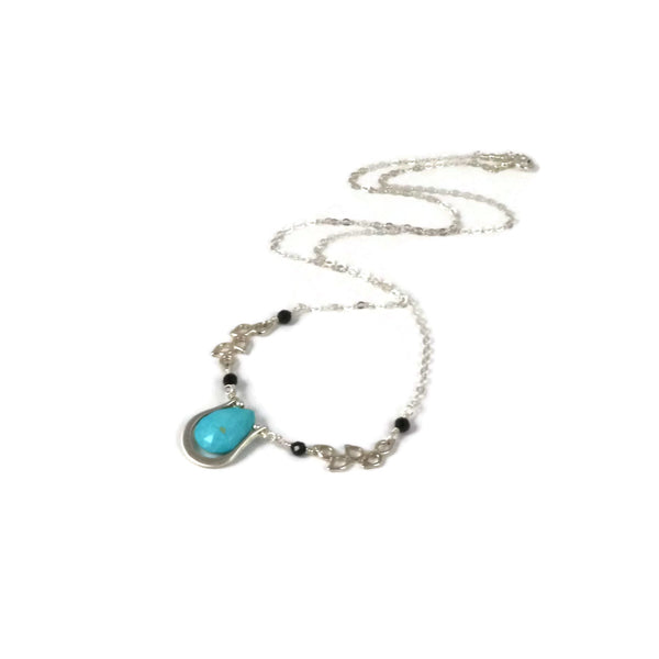 Turquoise and Black Spinel Sterling Silver Pendant - Sienna Grace Jewelry | Pretty Little Handcrafted Sparkles