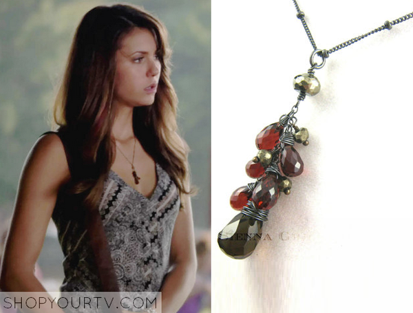As Seen On The Vampire Diaries Elenas Smoky Quartz Red Garnet Necklace