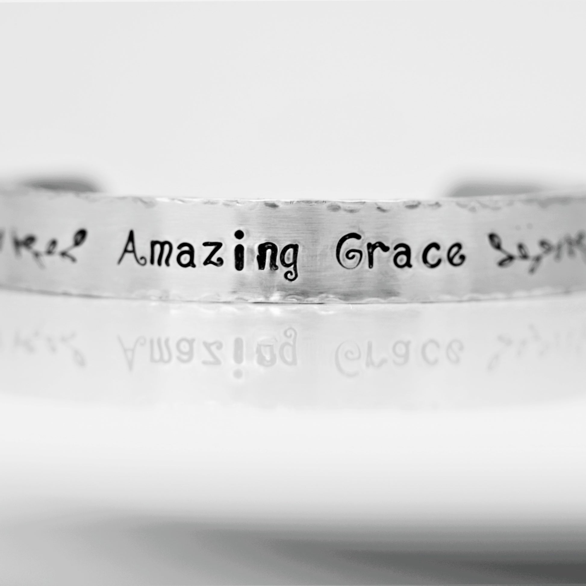 Amazing Grace Hand Stamped Bracelet Adjustable Aluminum - Sienna Grace Jewelry | Pretty Little Handcrafted Sparkles