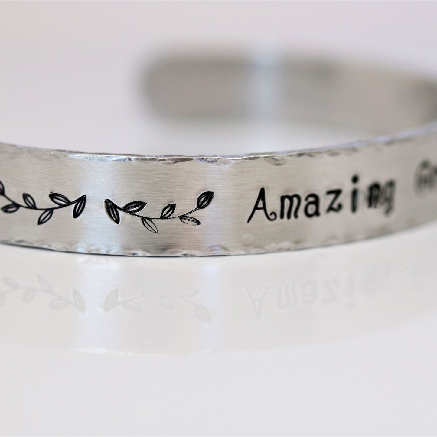 Amazing Grace Hand Stamped Bracelet Adjustable Aluminum - Sienna Grace Jewelry | Pretty Little Handcrafted Sparkles