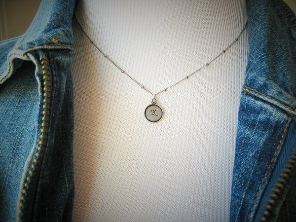 Tiny Initial Necklace Hand Stamped Personalized Sterling Silver - Sienna Grace Jewelry