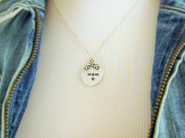 Mothers Necklace Hand Stamped Personalized Gift - Sienna Grace Jewelry | Pretty Little Handcrafted Sparkles
