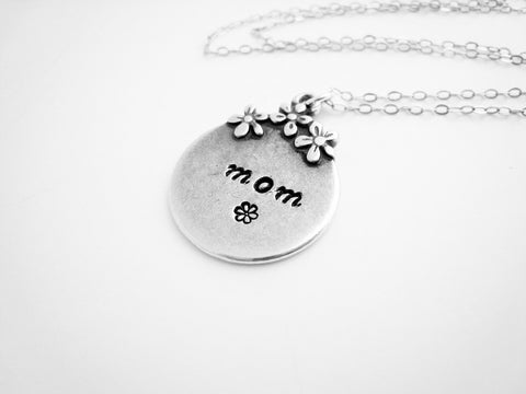 Mothers Necklace Hand Stamped Personalized Gift - Sienna Grace Jewelry | Pretty Little Handcrafted Sparkles