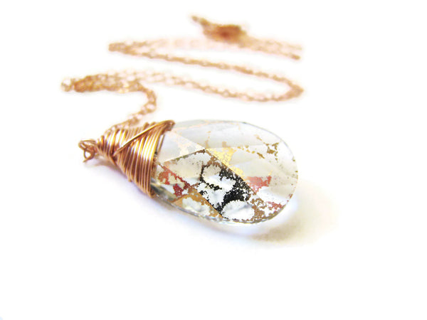 Swarovski Rose Gold Crystal Wire Wrapped Pendant Necklace - Sienna Grace Jewelry | Pretty Little Handcrafted Sparkles