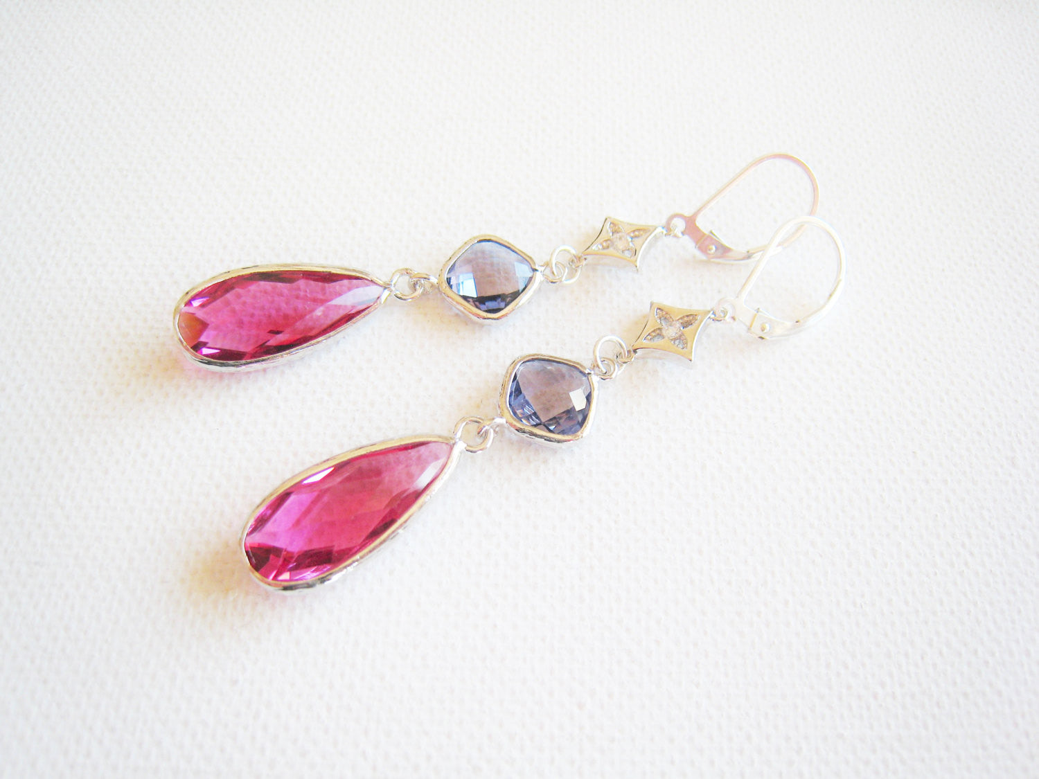 Pink Red and Purple Glass Earrings - Sienna Grace Jewelry | Pretty Little Handcrafted Sparkles