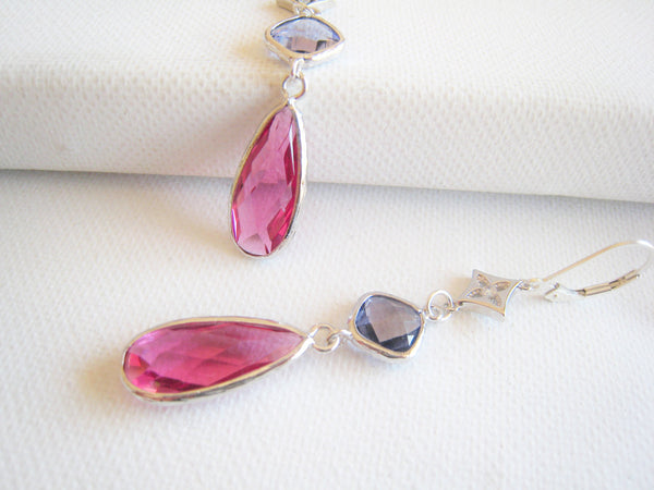 Pink Red and Purple Glass Earrings - Sienna Grace Jewelry | Pretty Little Handcrafted Sparkles