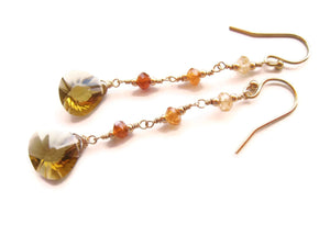 Honey Quartz Earrings with Hessonite Garnets - Sienna Grace Jewelry | Pretty Little Handcrafted Sparkles