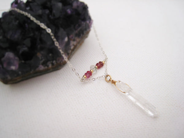 Raw Rock Crystal Quartz Point Necklace - Sienna Grace Jewelry | Pretty Little Handcrafted Sparkles