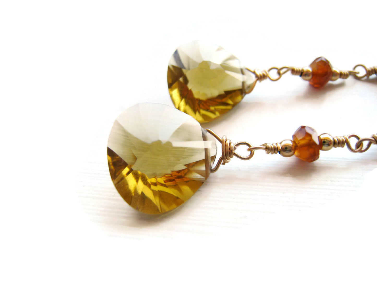 Honey Quartz Earrings with Hessonite Garnets - Sienna Grace Jewelry | Pretty Little Handcrafted Sparkles