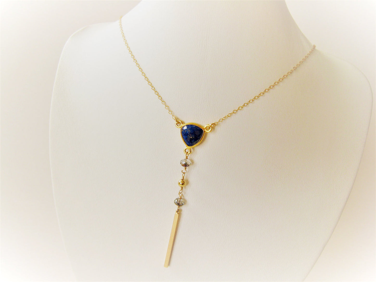 As Seen on The Vampire Diaries Lapis Lazuli Y Necklace Gold Version - Sienna Grace Jewelry | Pretty Little Handcrafted Sparkles