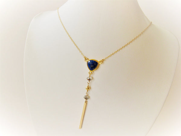 As Seen on The Vampire Diaries Lapis Lazuli Y Necklace Gold Version - Sienna Grace Jewelry | Pretty Little Handcrafted Sparkles