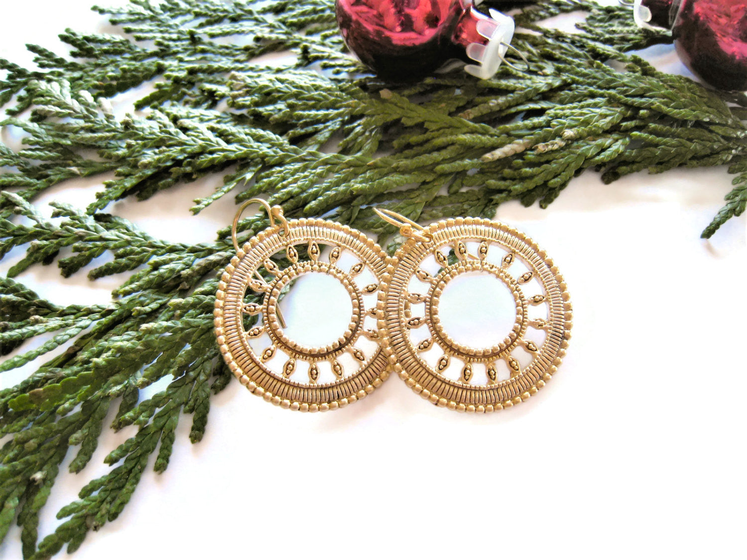 Gold Circle Earrings Boho Festival Style - Sienna Grace Jewelry | Pretty Little Handcrafted Sparkles