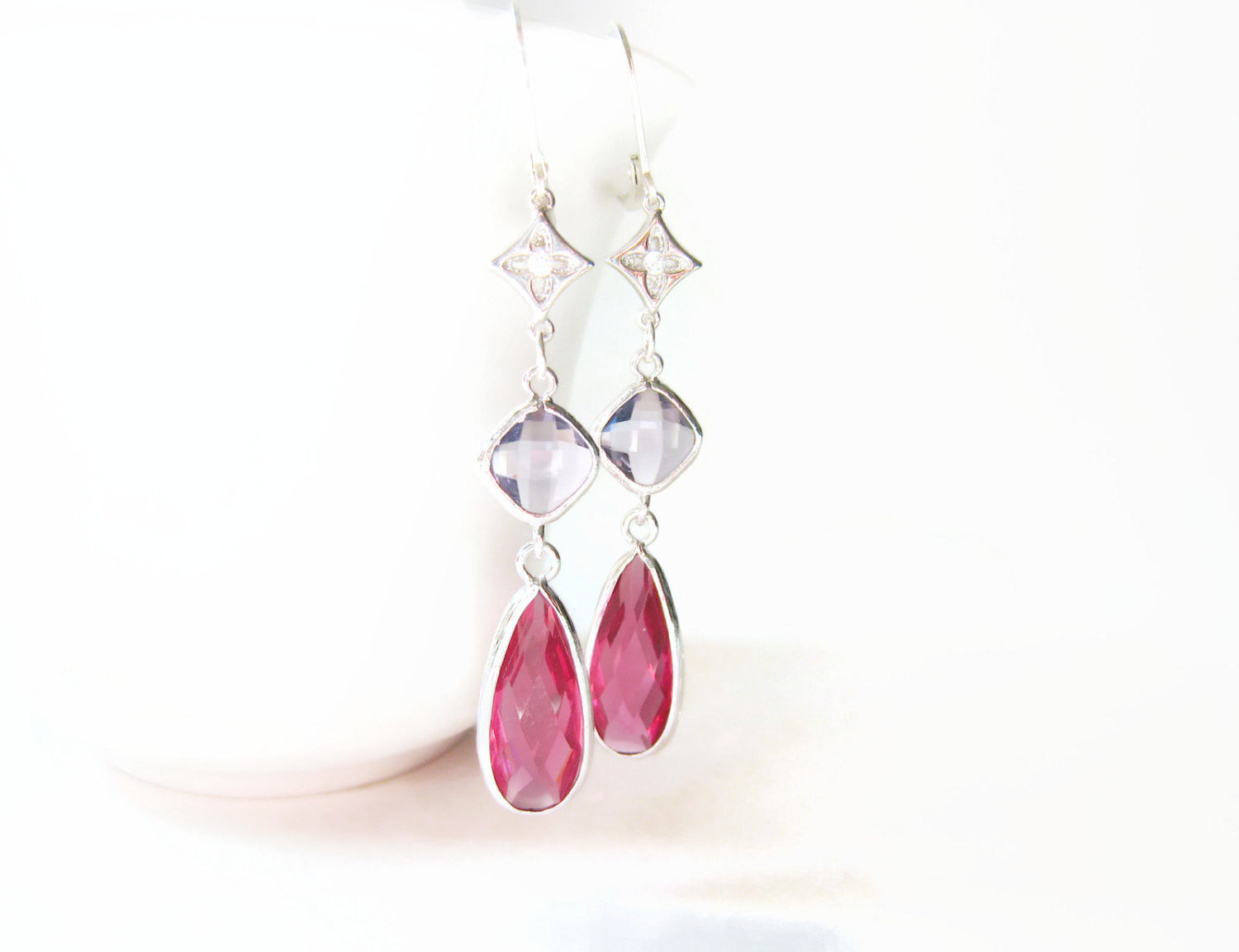 Pink Red and Purple Glass Earrings - Sienna Grace Jewelry | Pretty Little Handcrafted Sparkles