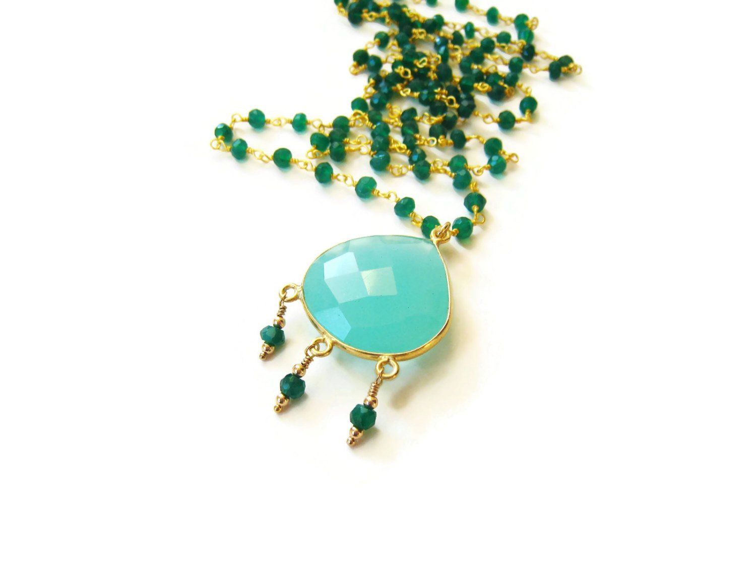 Long Green Onyx Bohemian Style Necklace - Sienna Grace Jewelry | Pretty Little Handcrafted Sparkles