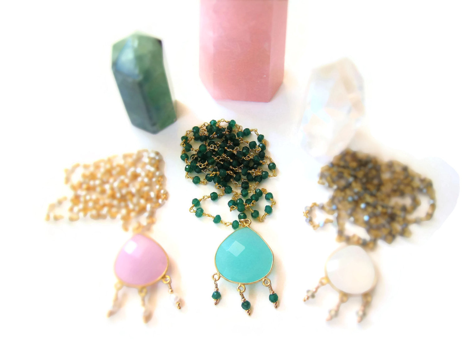 Long Green Onyx Bohemian Style Necklace - Sienna Grace Jewelry | Pretty Little Handcrafted Sparkles