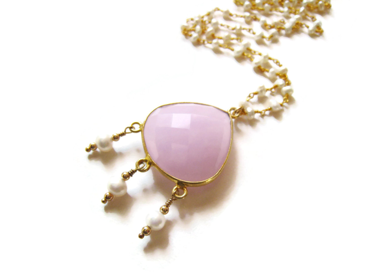 Long Pink Pearl Bohemian Boho Style Necklace - Sienna Grace Jewelry | Pretty Little Handcrafted Sparkles