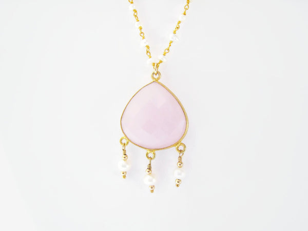 Long Pink Pearl Bohemian Boho Style Necklace - Sienna Grace Jewelry | Pretty Little Handcrafted Sparkles